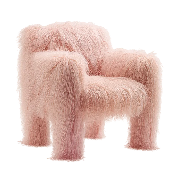 Pink hairy chair